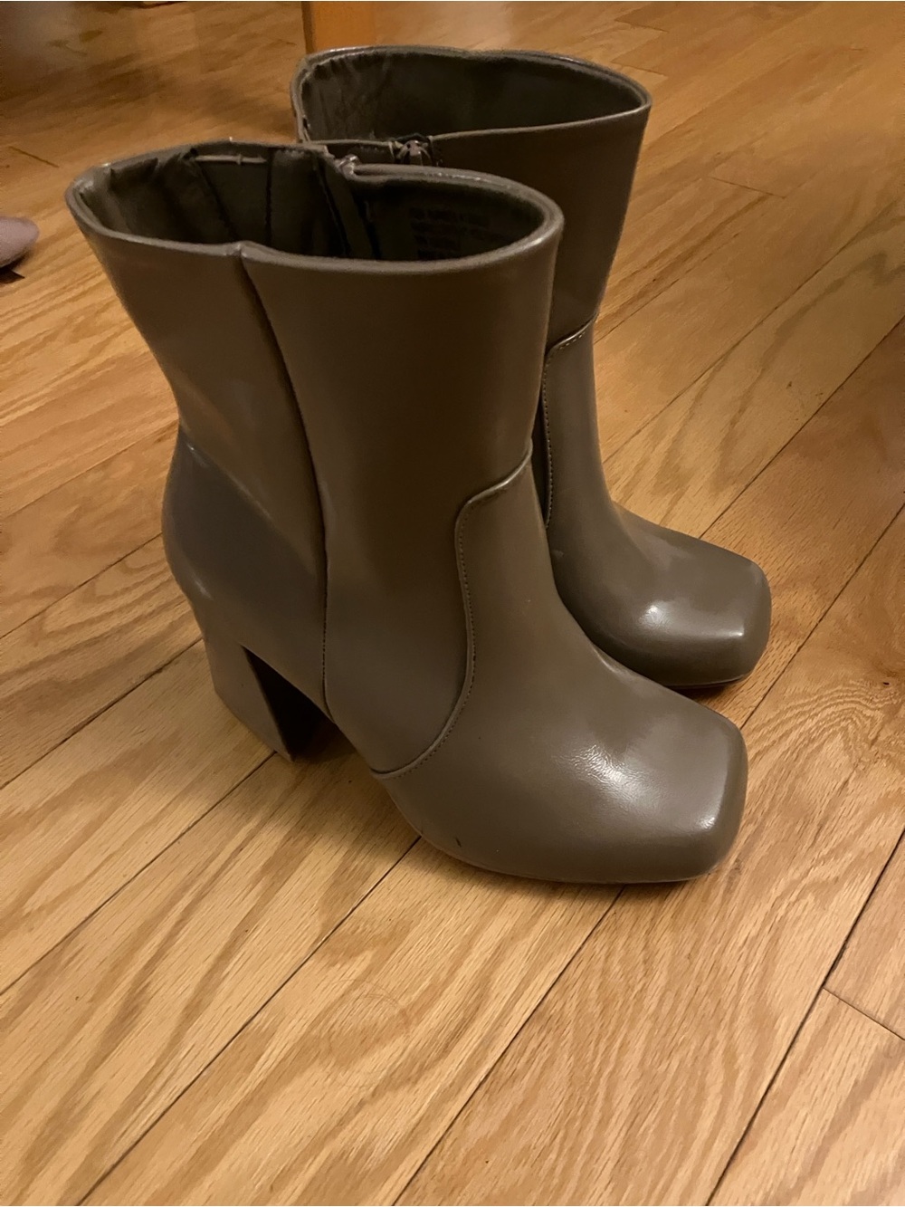 torrid Taupe Square-Toe Block Heel Ankle Boots